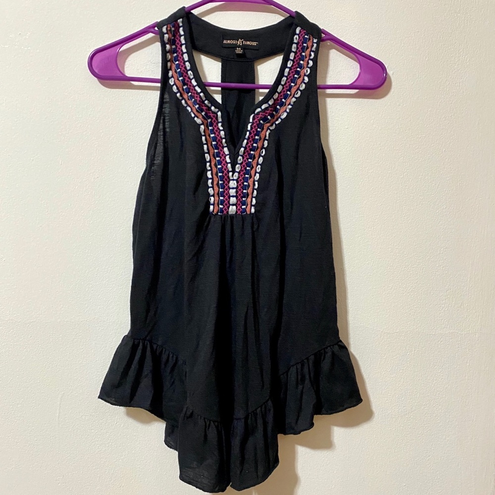 Ruffle V-Neck Top | Almost Famous | Size: M